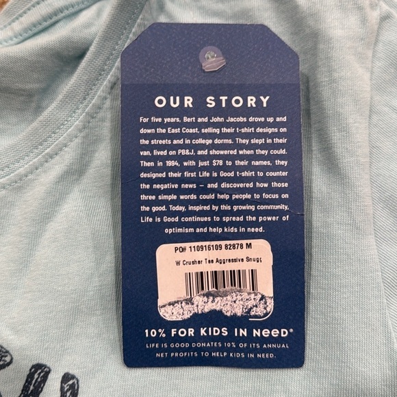 LIFE IS GOOD Dog Lovers Crusher Tee Super Soft Light Blue Women’s Size M - Picture 6 of 7